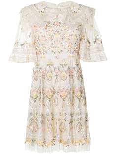 Needle & Thread платье мини с цветочной вышивкой