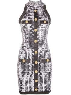 Balmain платье мини с пуговицами и эффектом металлик