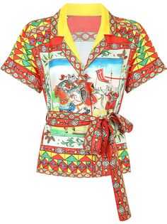 Dolce & Gabbana рубашка с поясом и графичным принтом
