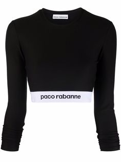 Paco Rabanne logo-tape cropped top