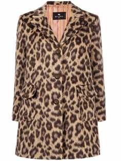 Etro leopard-print single-breasted coat