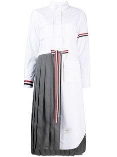 Thom Browne платье-рубашка Norfolk с плиссировкой