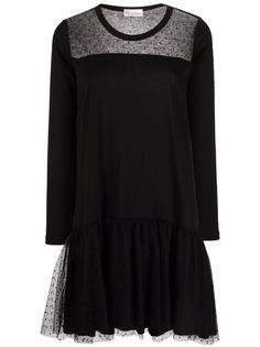 RED Valentino платье с длинными рукавами и прозрачными вставками
