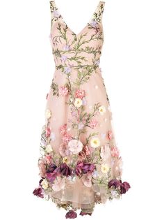 Marchesa Notte платье без рукавов с цветочной аппликацией