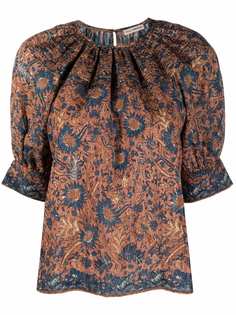 Ulla Johnson блузка с цветочным принтом и складками