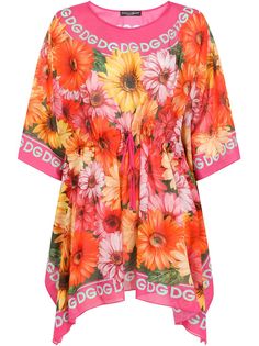 Dolce & Gabbana платье с цветочным принтом и логотипом