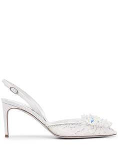 René Caovilla crystal-embellished slingback pumps