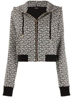 Balmain худи с кулиской и принтом