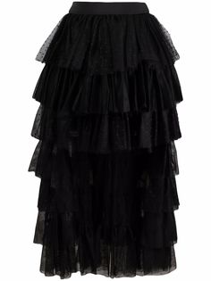 RED Valentino юбка из тюля пуэн-деспри с оборками