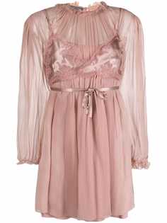 Alberta Ferretti bralette-overlay chiffon dress