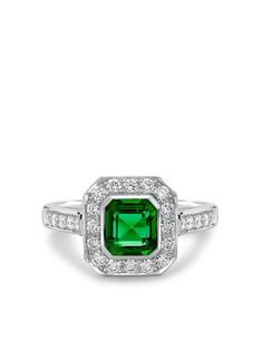 Pragnell Vintage платиновое кольцо с изумрудом и бриллиантом