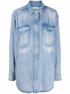 Isabel Marant Étoile джинсовая рубашка Tania с эффектом потертости