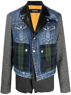 Dsquared2 куртка в технике пэчворк с вышитым логотипом