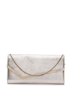 Jimmy Choo asymmetric metallic clutch bag