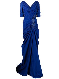 Tadashi Shoji платье с цветочной аппликацией и сборками