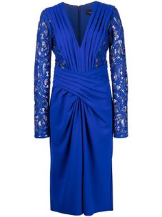 Tadashi Shoji плиссированное платье с цветочным кружевом