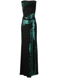 Tadashi Shoji платье с пайетками и разрезом сбоку