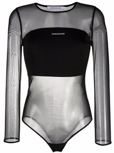 Calvin Klein Jeans сетчатое боди с длинными рукавами
