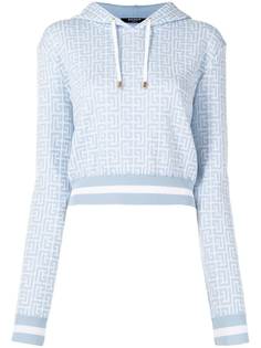 Balmain укороченное худи с монограммой