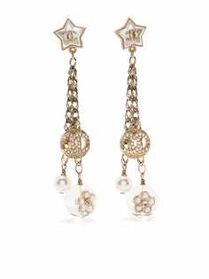 Chanel Pre-Owned серьги 2019-го года с искусственным жемчугом и логотипом CC