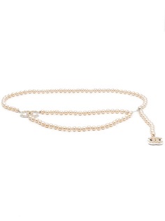Chanel Pre-Owned ремень с логотипом CC и перламутром