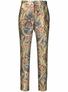 Etro жаккардовые брюки строгого кроя с цветочным узором
