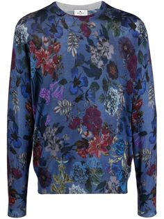 Etro кашемировый джемпер с цветочным принтом