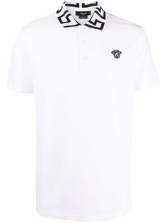 Versace рубашка поло с узором Greca и декором Medusa