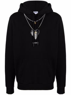 Marcelo Burlon County of Milan FEATHERS NECKLACE REG HOODIE BLACK GREY