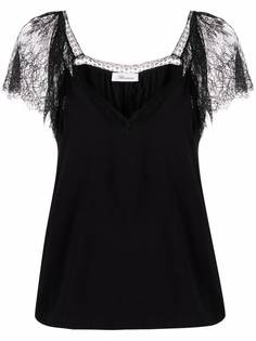 Blumarine топ с короткими рукавами и вставками в сетку