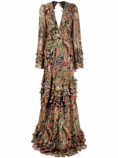 Etro paisley-print ruffle-detail dress