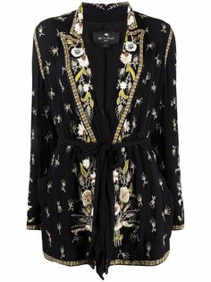 Etro жакет с вышивкой и поясом