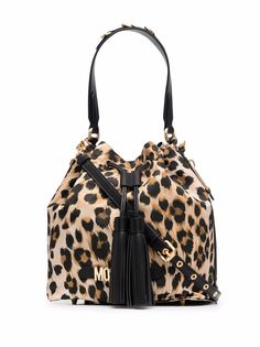Moschino сумка-ведро с леопардовым принтом