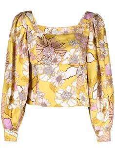 Sandro Paris топ с квадратным вырезом и цветочным принтом