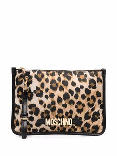 Moschino клатч с леопардовым принтом и логотипом