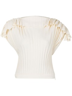 MM6 Maison Margiela плиссированная блузка с вырезом-лодочкой