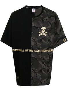 AAPE BY *A BATHING APE® футболка со вставкой и камуфляжным принтом