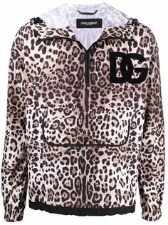 Dolce & Gabbana куртка с леопардовым принтом и логотипом DG