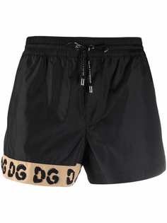 Dolce & Gabbana плавки-шорты с леопардовым принтом и логотипом DG