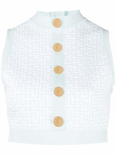 Balmain жаккардовый топ с монограммой