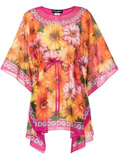 Dolce & Gabbana платье мини с цветочным принтом и логотипом