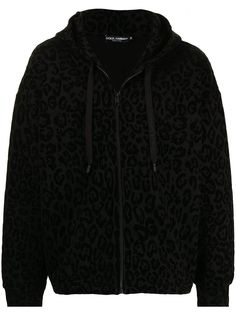 Dolce & Gabbana худи на молнии с леопардовым принтом