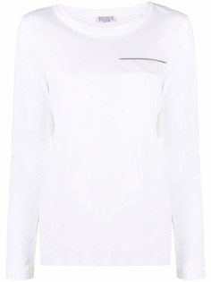 Brunello Cucinelli футболка с длинными рукавами и декором Monili