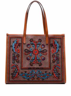 Etro сумка-тоут с вышитым узором пейсли