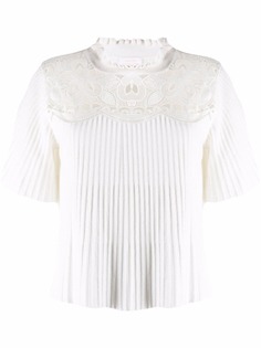 See by Chloé плиссированный топ с кружевной вставкой