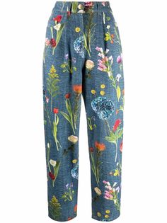 Boutique Moschino брюки с завышенной талией и цветочным принтом