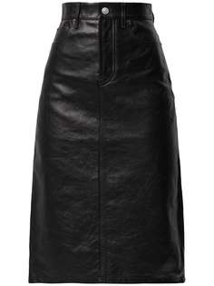 Balenciaga кожаная юбка миди
