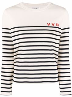 Victoria Victoria Beckham топ в полоску с вышитым логотипом
