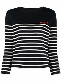 Victoria Victoria Beckham полосатый джемпер с вышитым логотипом