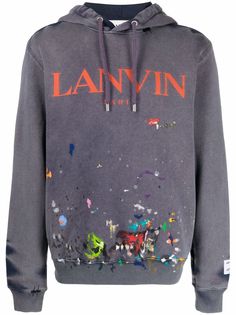 LANVIN худи с эффектом разбрызганной краски и логотипом